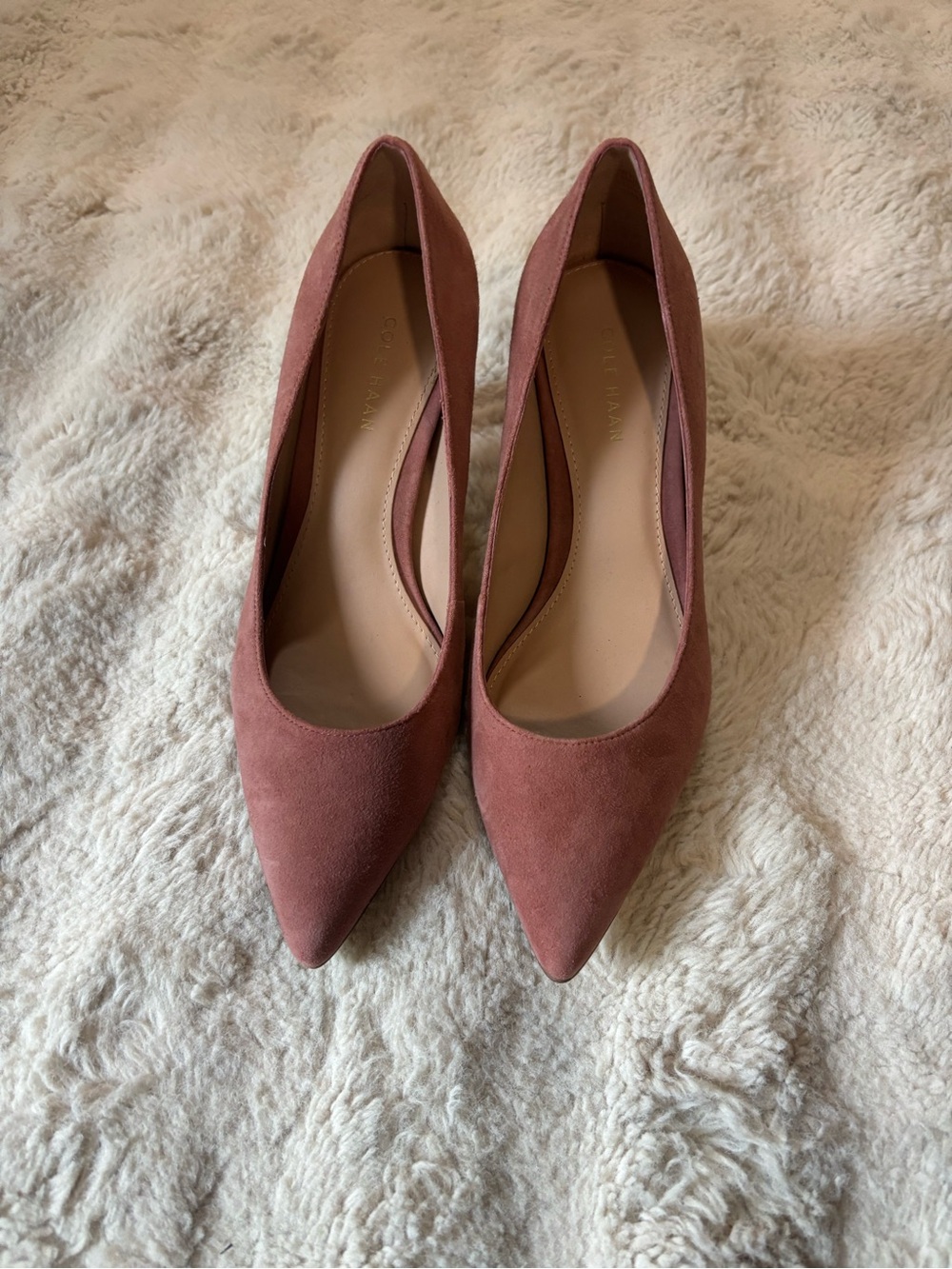 Cole Haan Pointed Toe Suede Pumps - Dusty Rose
